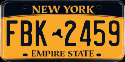 NY license plate FBK2459