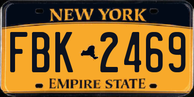 NY license plate FBK2469