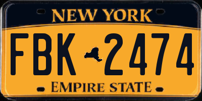NY license plate FBK2474