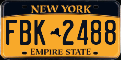 NY license plate FBK2488