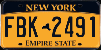 NY license plate FBK2491