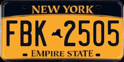 NY license plate FBK2505