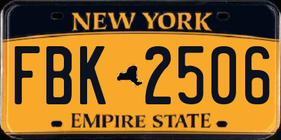 NY license plate FBK2506
