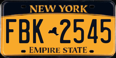 NY license plate FBK2545