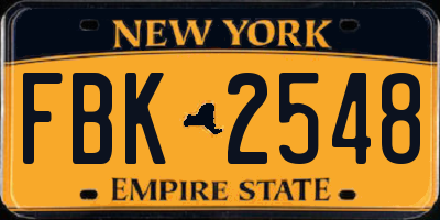 NY license plate FBK2548