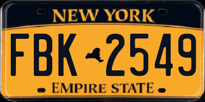 NY license plate FBK2549