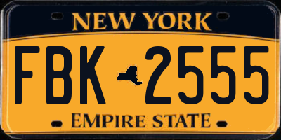 NY license plate FBK2555
