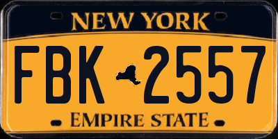 NY license plate FBK2557