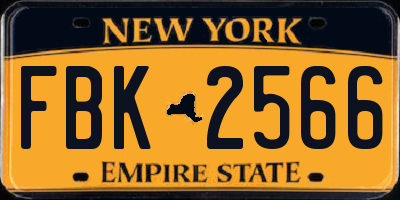 NY license plate FBK2566