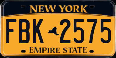 NY license plate FBK2575
