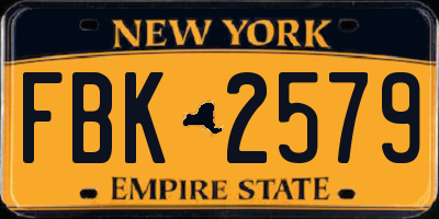 NY license plate FBK2579