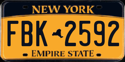 NY license plate FBK2592