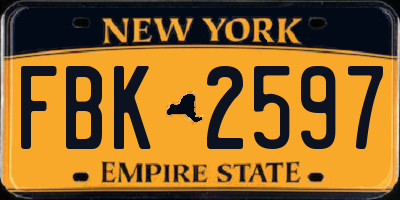 NY license plate FBK2597