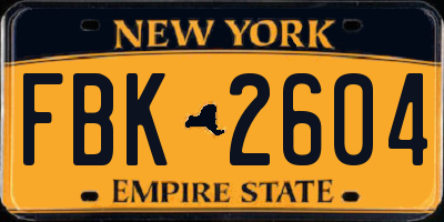NY license plate FBK2604