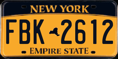 NY license plate FBK2612