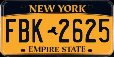 NY license plate FBK2625