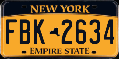 NY license plate FBK2634