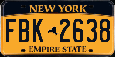 NY license plate FBK2638