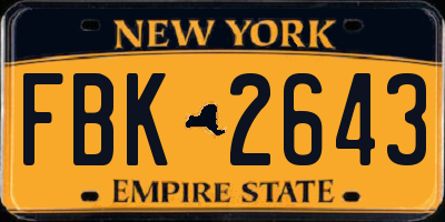NY license plate FBK2643