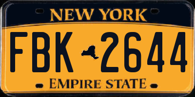 NY license plate FBK2644