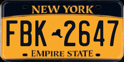 NY license plate FBK2647