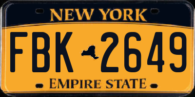 NY license plate FBK2649