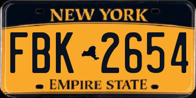 NY license plate FBK2654