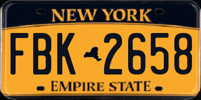 NY license plate FBK2658