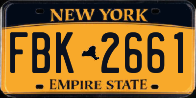 NY license plate FBK2661