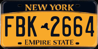 NY license plate FBK2664