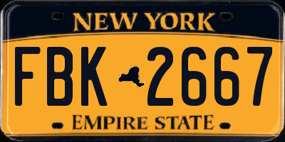 NY license plate FBK2667