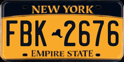 NY license plate FBK2676