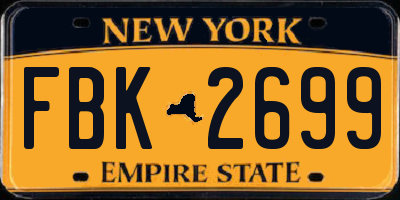 NY license plate FBK2699