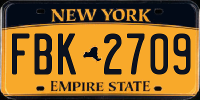NY license plate FBK2709