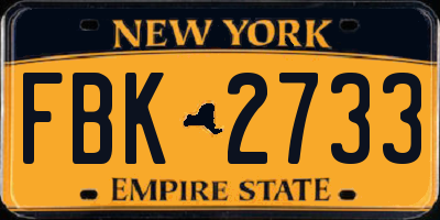 NY license plate FBK2733