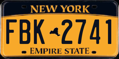 NY license plate FBK2741