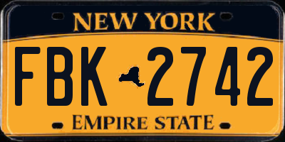 NY license plate FBK2742