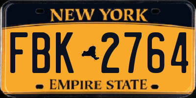 NY license plate FBK2764