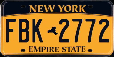 NY license plate FBK2772