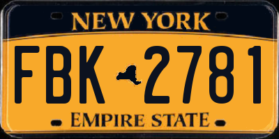 NY license plate FBK2781