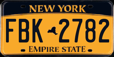 NY license plate FBK2782