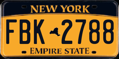 NY license plate FBK2788