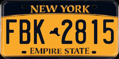 NY license plate FBK2815