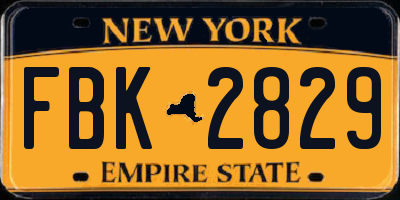 NY license plate FBK2829