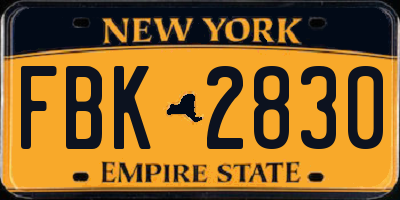 NY license plate FBK2830