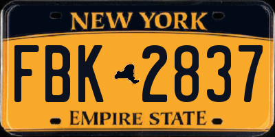 NY license plate FBK2837