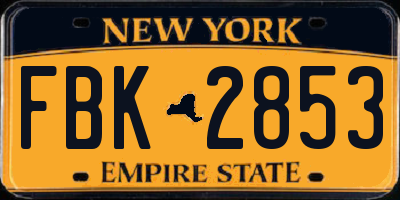 NY license plate FBK2853