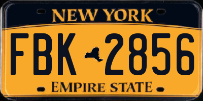 NY license plate FBK2856