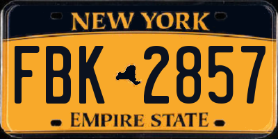 NY license plate FBK2857