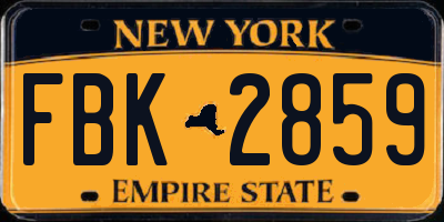 NY license plate FBK2859